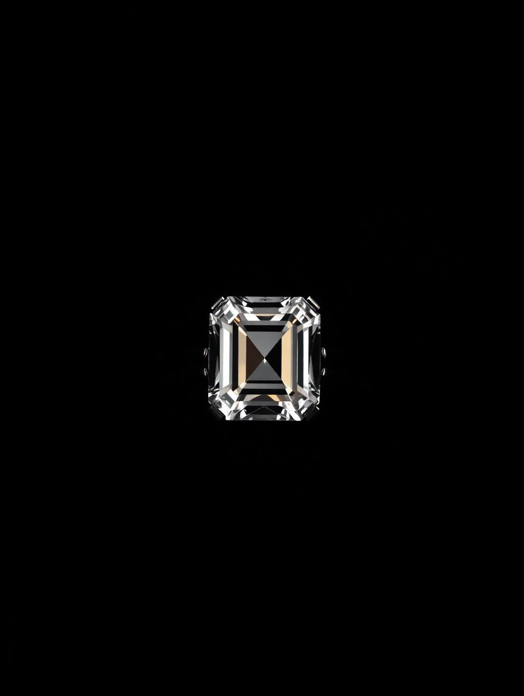 Emerald cut diamond ring on black